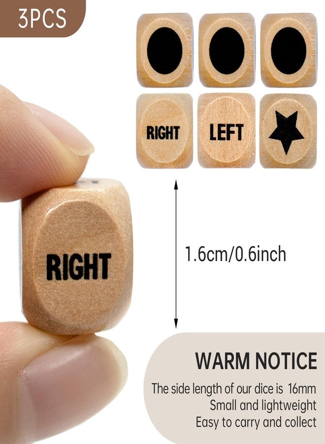 Buffsiss Left Right Center Game Dice 16mm Wooden Dice with Drawstring Bag,Standard Size 6 Sided for Left Right Center Game Dice Accessorie,Easy to Store and Carry (Upgraded 3 Pcs dice) - Image 3